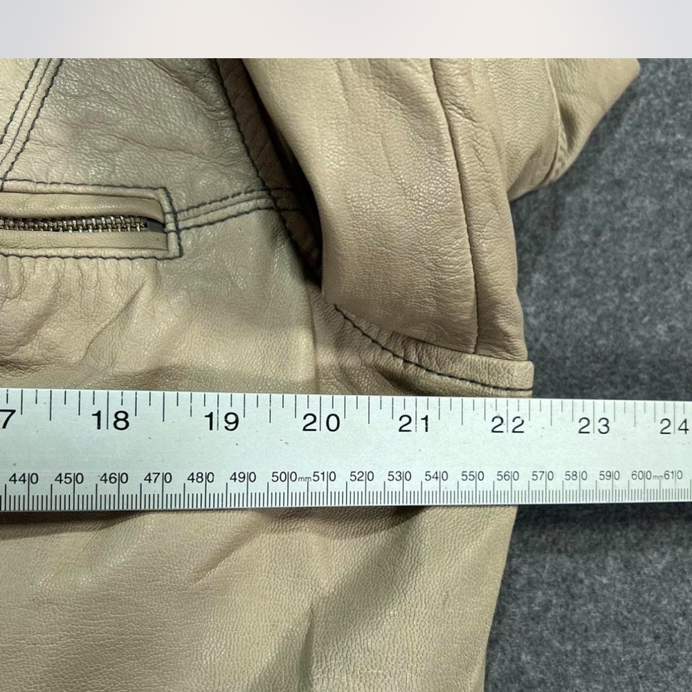 Women’s Beige HD Leather Jacket - Picture 8 of 8